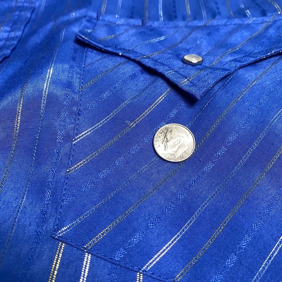 Ely Cattleman Blue and Silver Striped Men's Blue Shirt, L - Picture 12 of 12